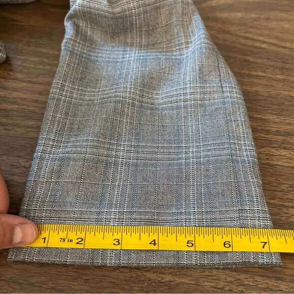💕 WHITE HOUSE BLACK MARKET the slim Gray Plaid Pants 2P - Picture 10 of 10